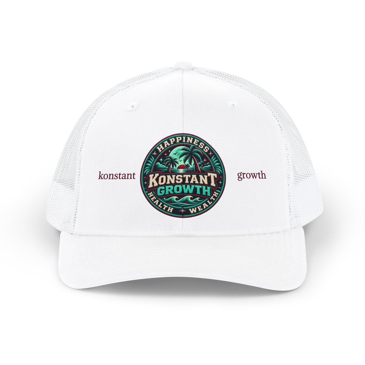 Konstant Growth Trucker Cap — Tropical Palm Patch Snapback