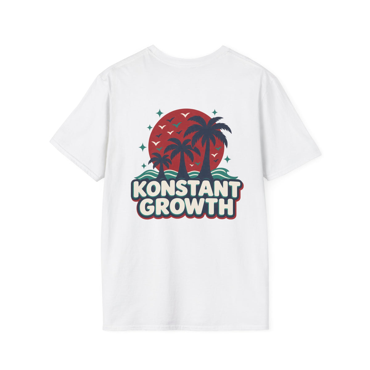 Konstant Growth T-Shirt — Retro Palm Sunset Design