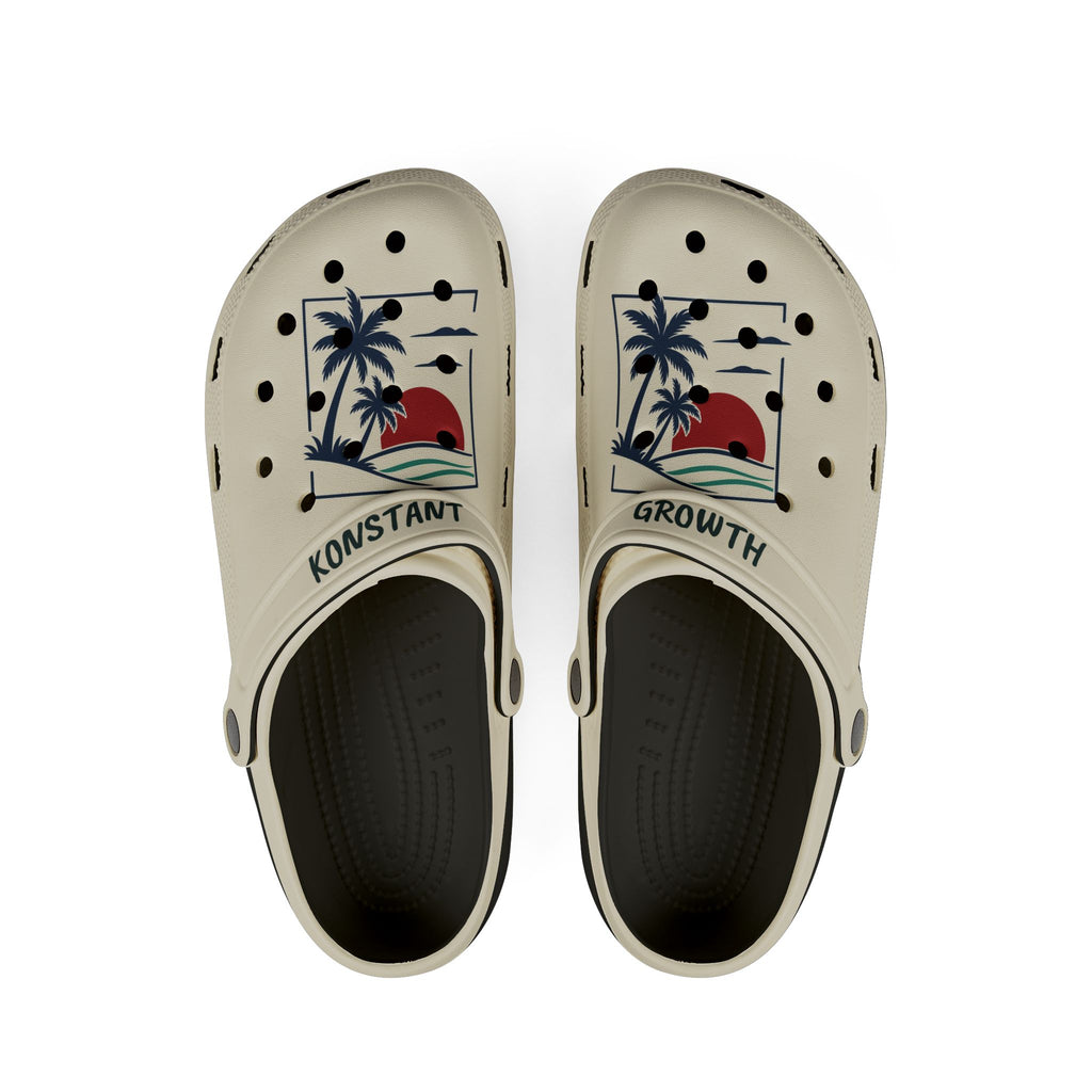 Sunset Palm Can Graphic Clogs EVA Foam Shoes | Beachy Tropical Vibes