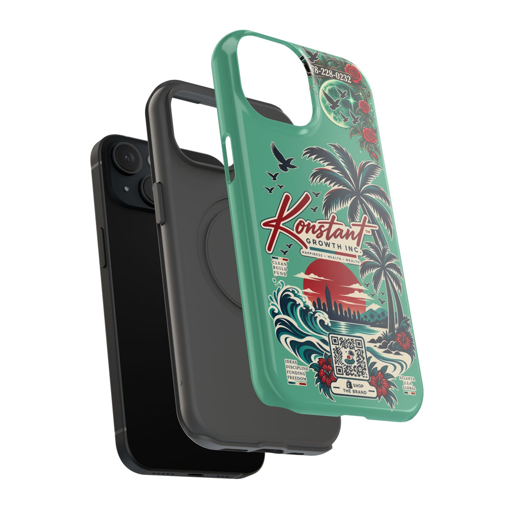 Tropical Palm Impact Phone Case — "Konstant Growth Inc." Retro Sunset Floral Design