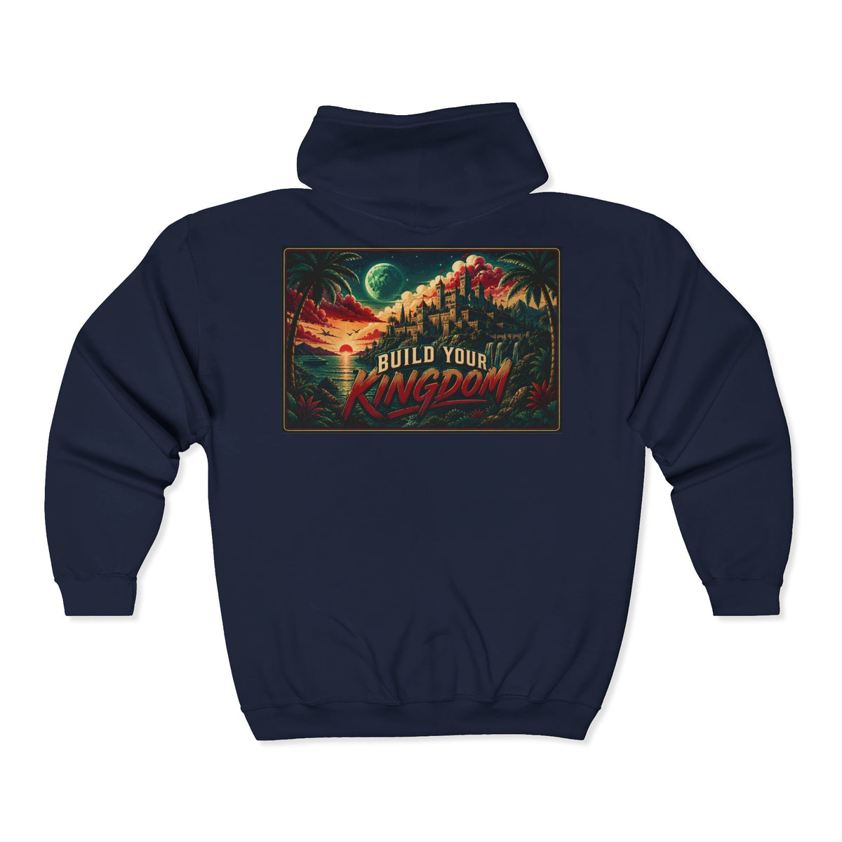King Script Hoodie | Build Your Kingdom Vintage Tropical Zip-Up