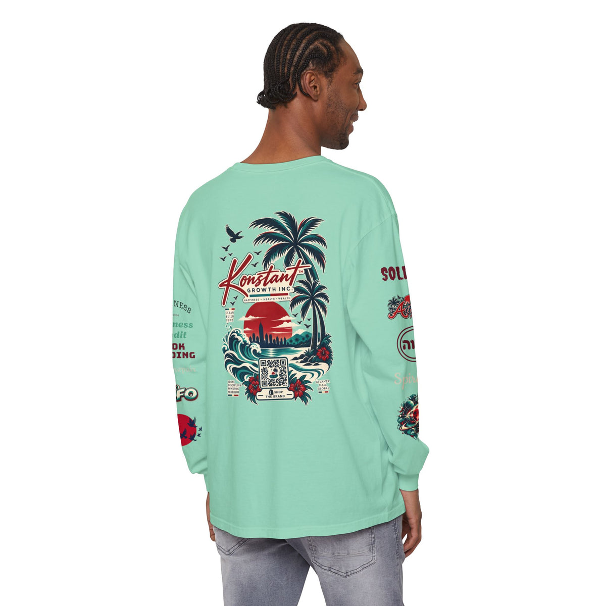Konstant Growth Long Sleeve T-Shirt — Tropical Palm Surf Graphic