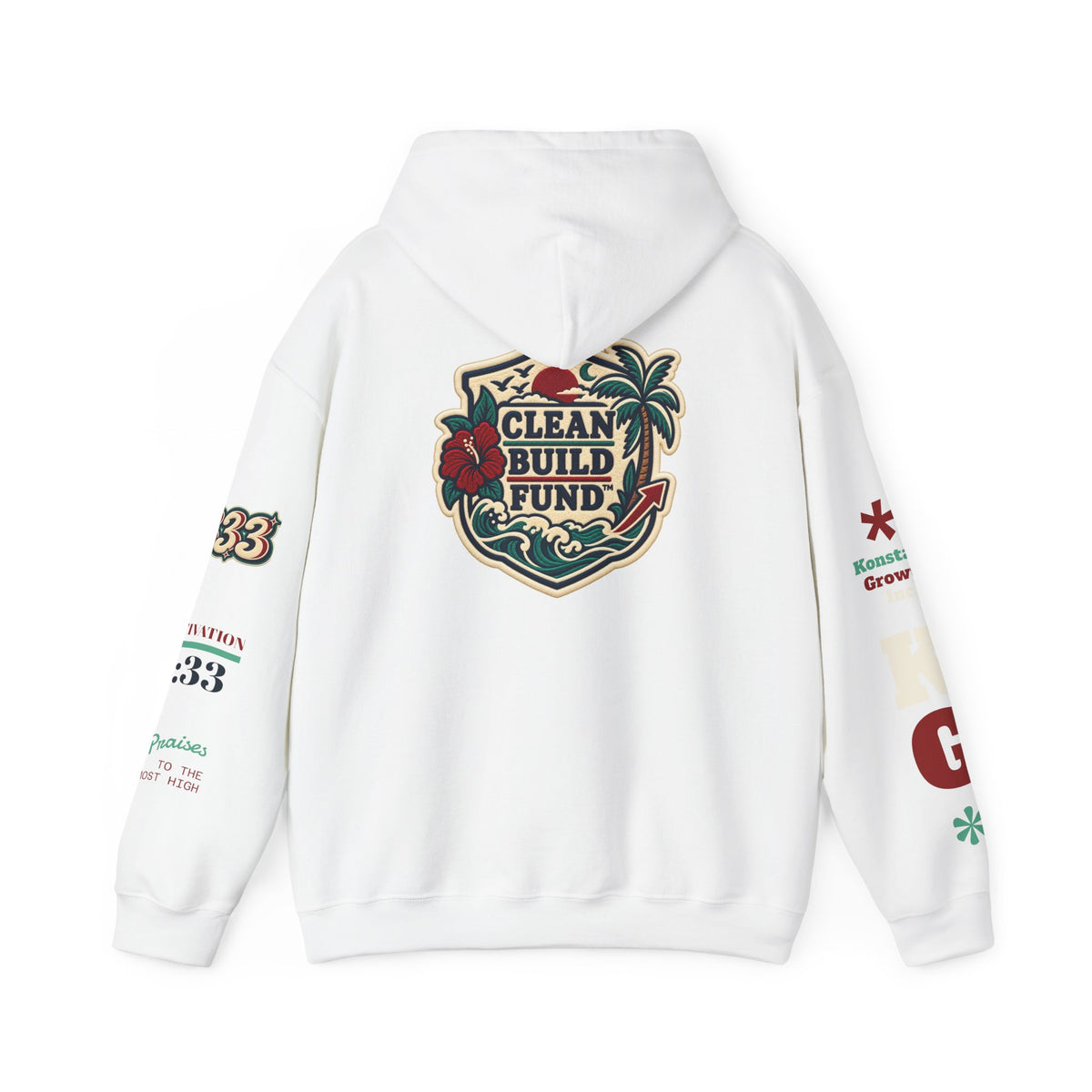Funding Crewneck Hoodie — "Clean Build Fund" Graphic Pullover