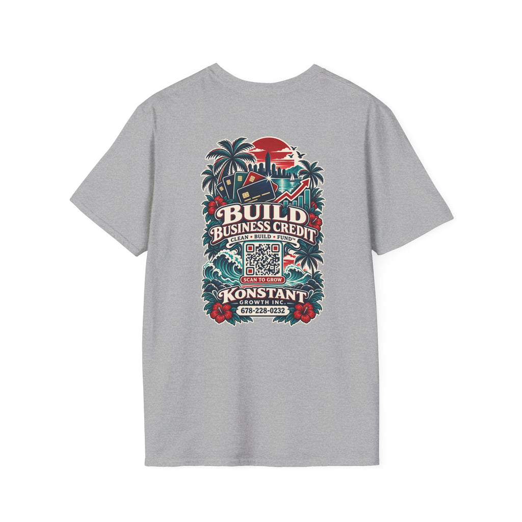 Konstant Growth T-Shirt — "Build Business Credit" Tropical Logo Tee