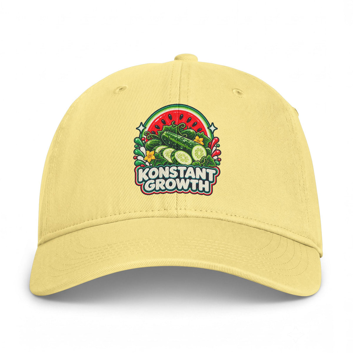 Embroidered 'Konstant Growth' Fruit Patch Cap — Washed Coastal Dad Hat Printify