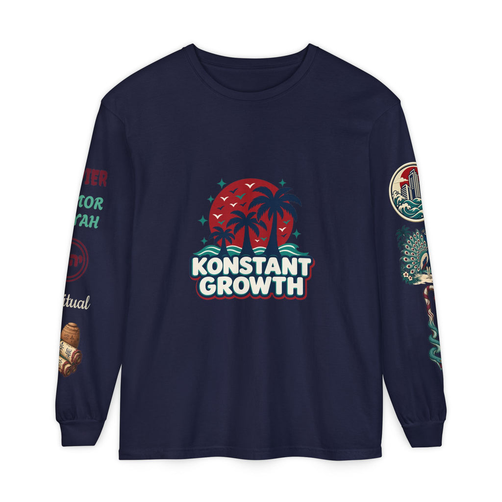 Long Sleeve Tee — "Konstant Growth" Spiritual Palm & Burning Bush Graphic