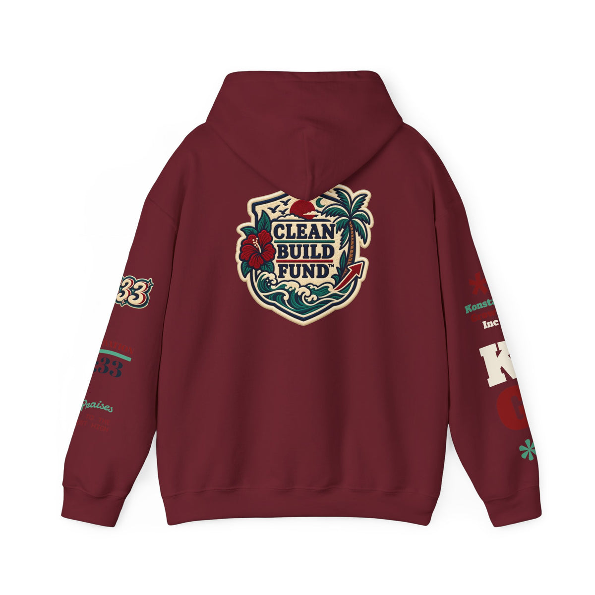 Funding Crewneck Hoodie — "Clean Build Fund" Graphic Pullover