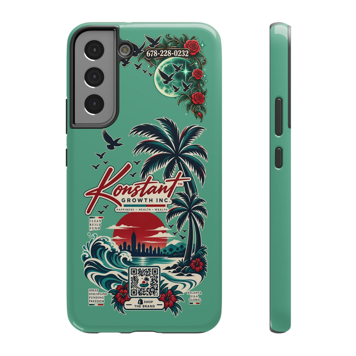 Tropical Palm Impact Phone Case — "Konstant Growth Inc." Retro Sunset Floral Design Printify
