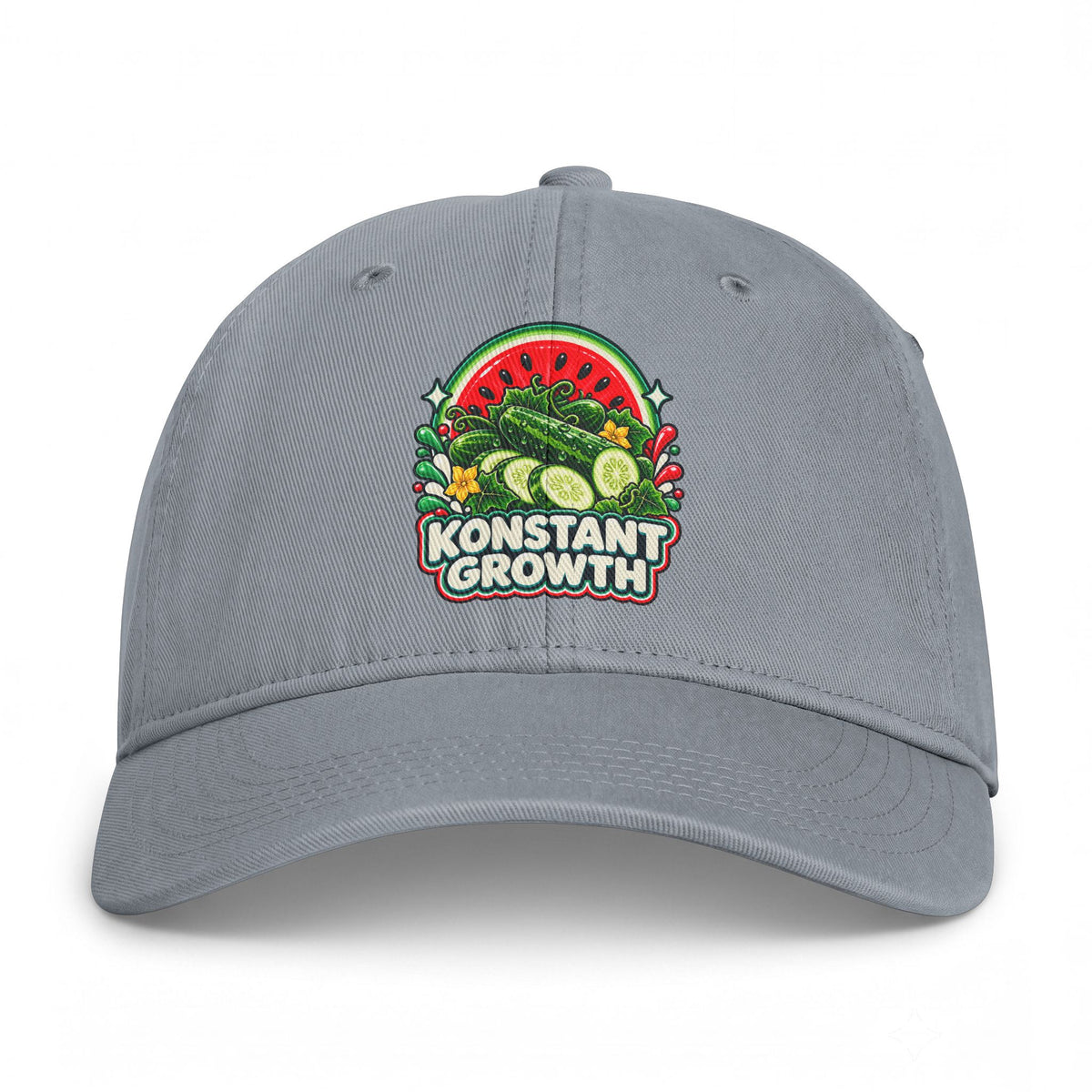 Embroidered 'Konstant Growth' Fruit Patch Cap — Washed Coastal Dad Hat Printify