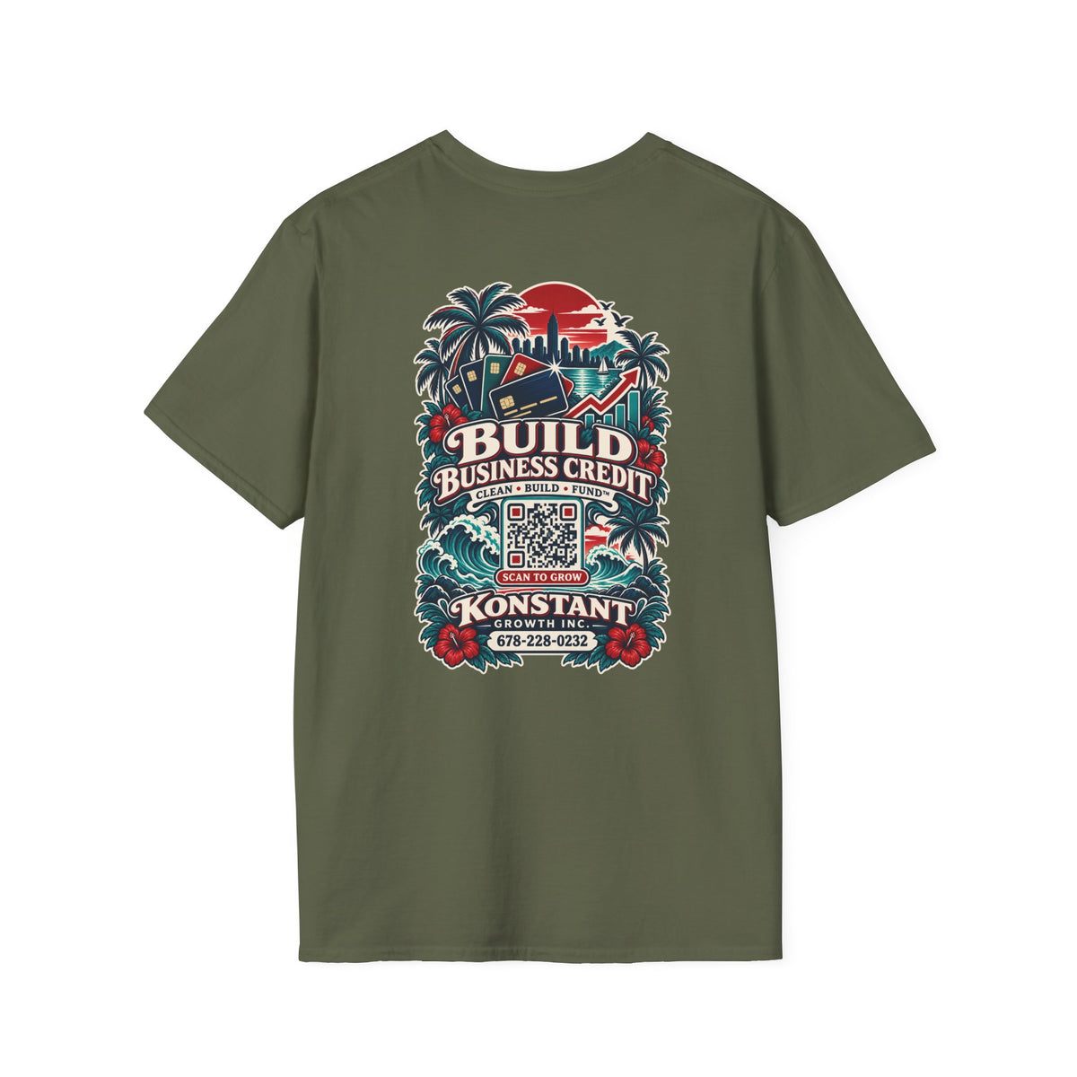 Konstant Growth T-Shirt — "Build Business Credit" Tropical Logo Tee