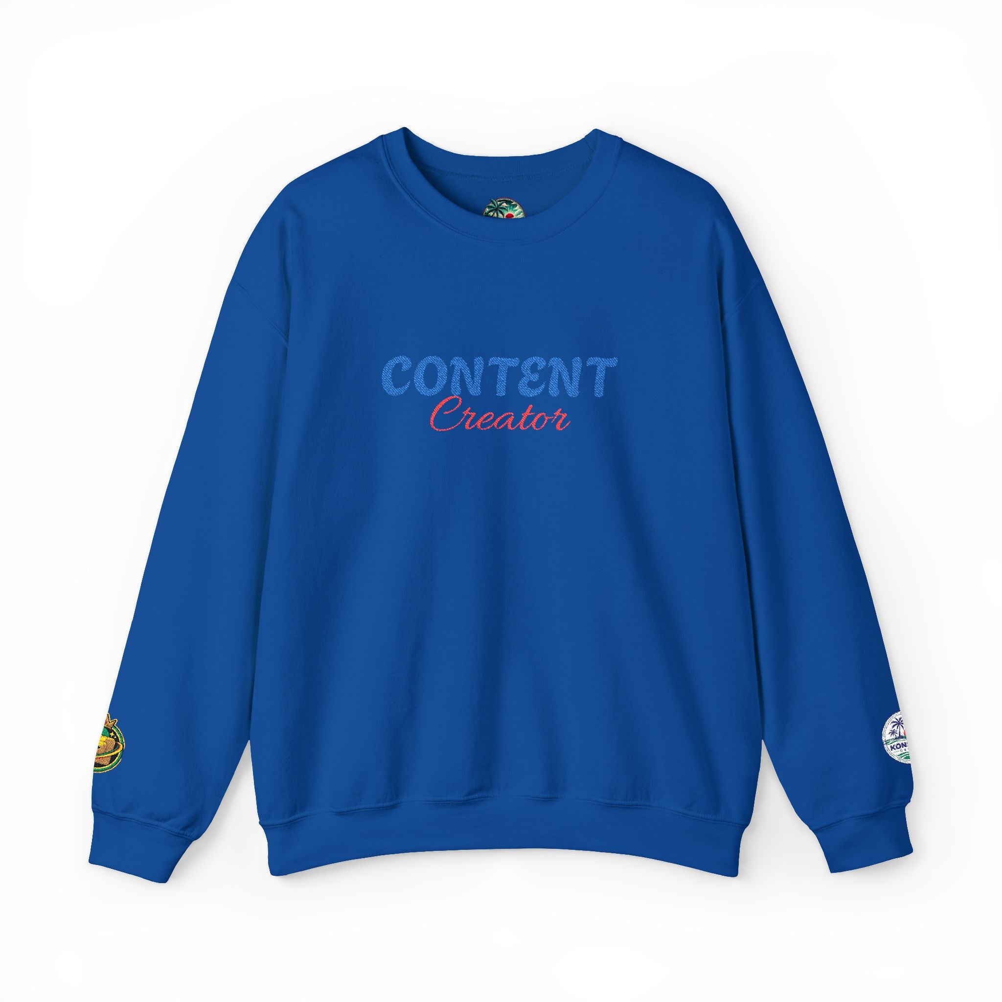 Content Creator Sweatshirt | Embroidered Script Logo, White Crewneck