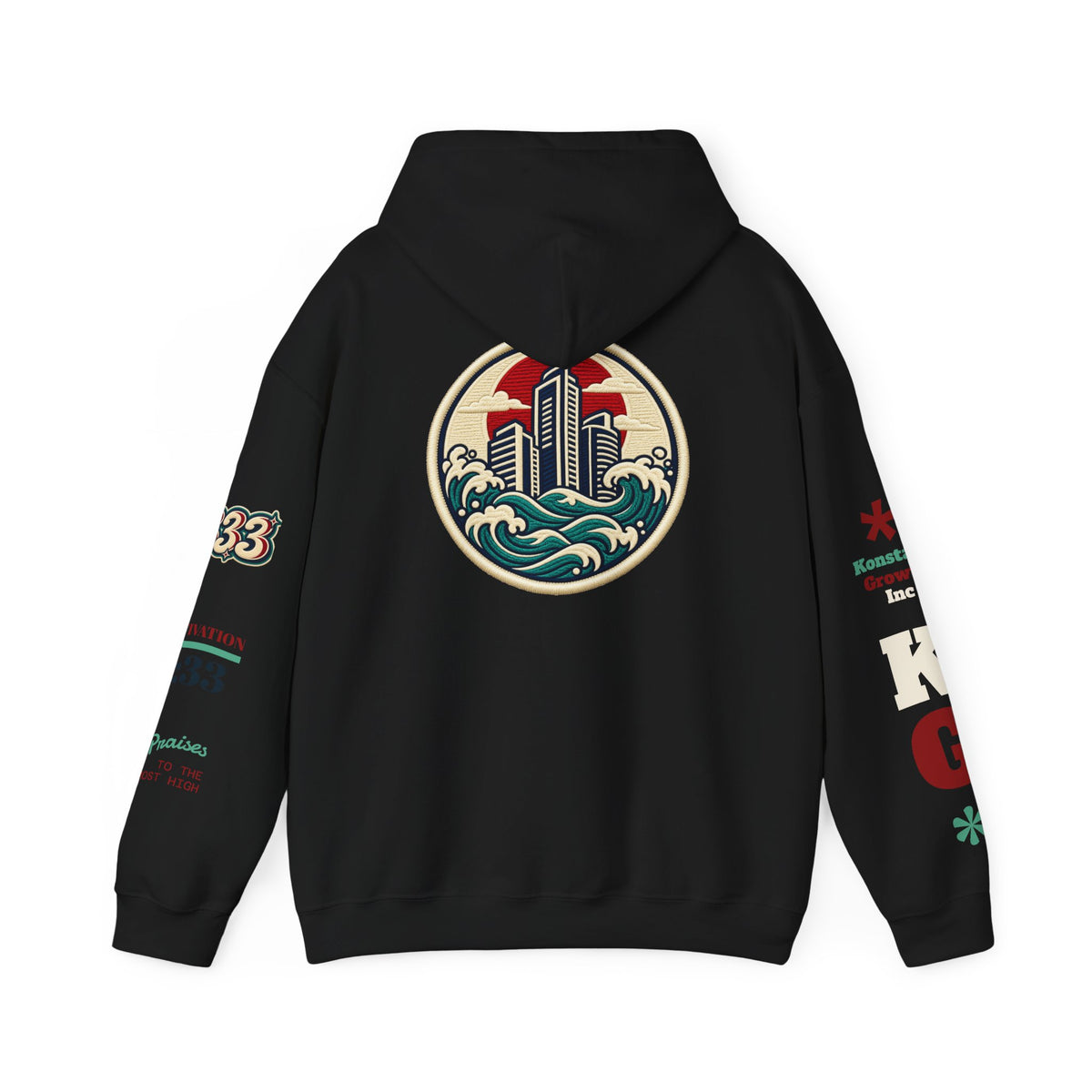 Build Cityscape Hoodie — Vintage Surf-Inspired 'BUILD' Graphic Pullover