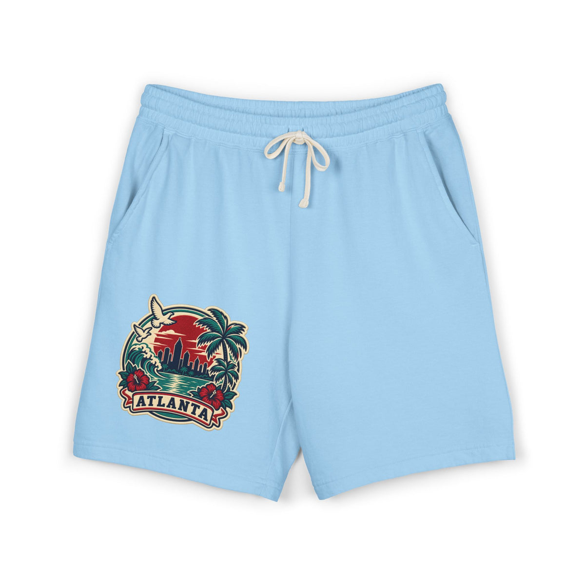 Atlanta Vintage Sunset Sweat Shorts — Garment-Dyed Fleece Printify