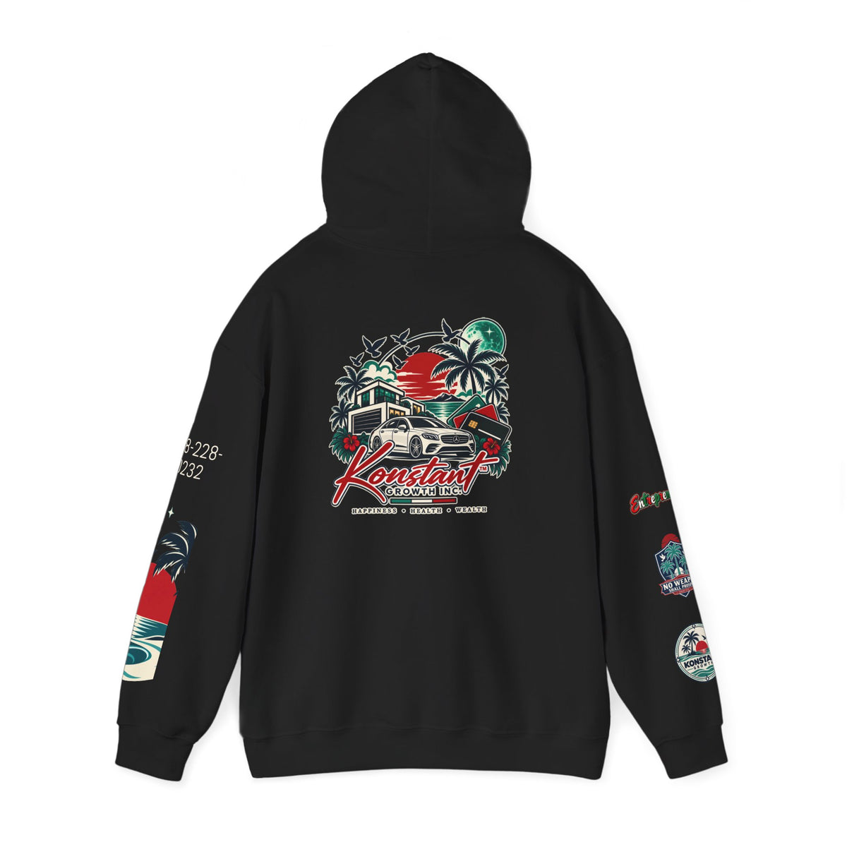 Blessed Hoodie | Surfer Palm Wave Graphic Hoodie, Tropical Beach Sweatshirt