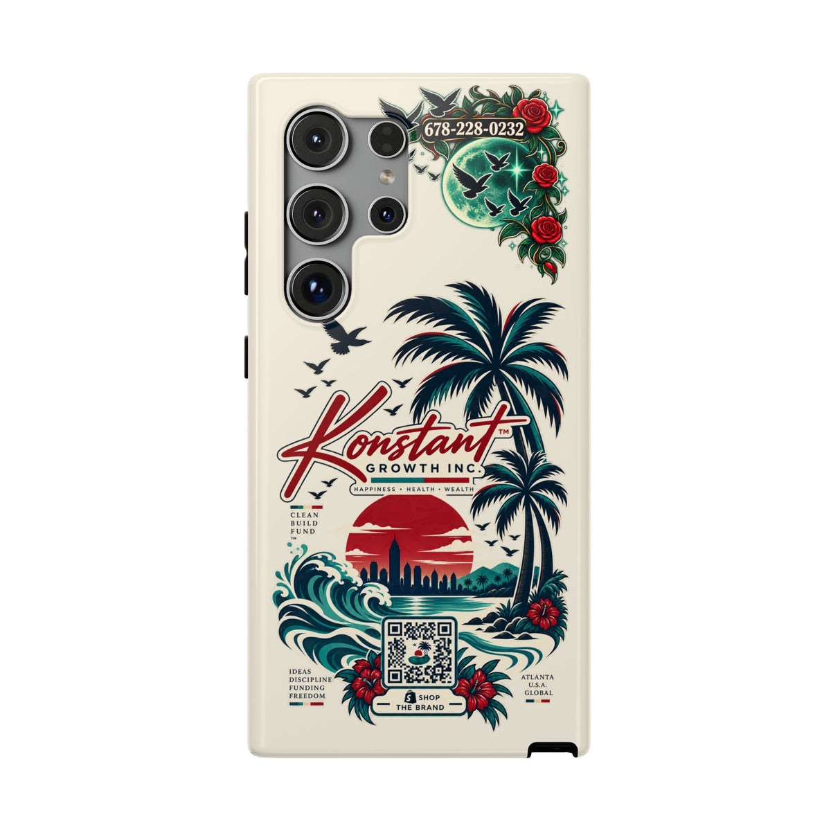 Tropical Palm Phone Case — "Konstant Growth Inc." Impact-Resistant Protective Case Printify