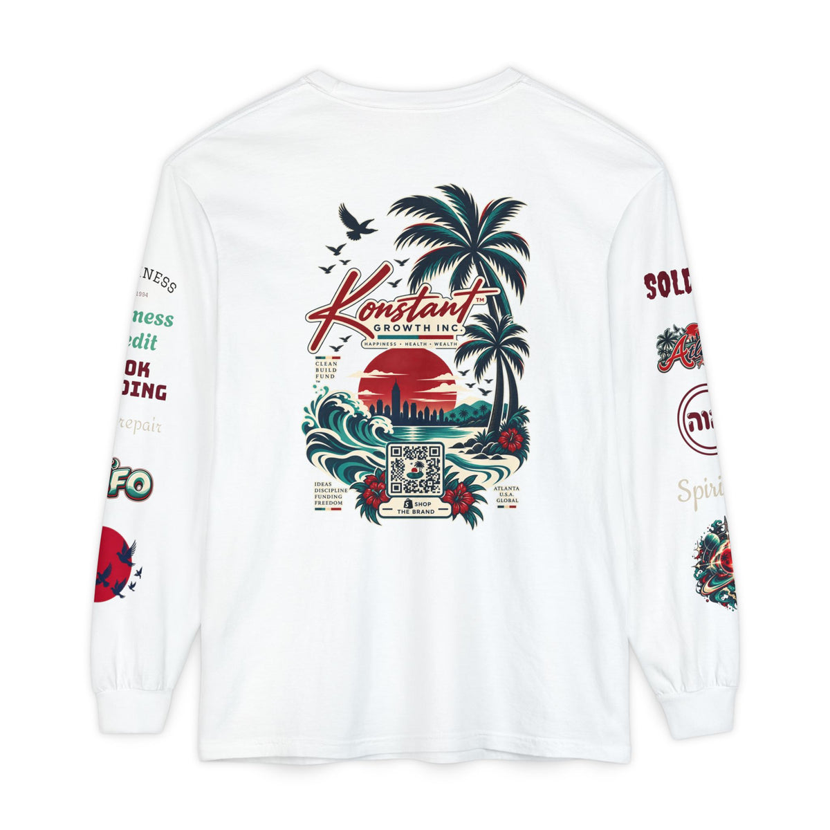 Konstant Growth Long Sleeve T-Shirt — Tropical Palm Surf Graphic Printify