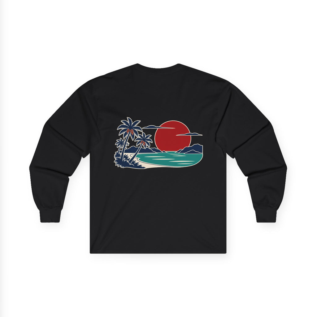 Konstant Growth Script Long Sleeve Tee | Retro Palm Sunset Beach Graphic