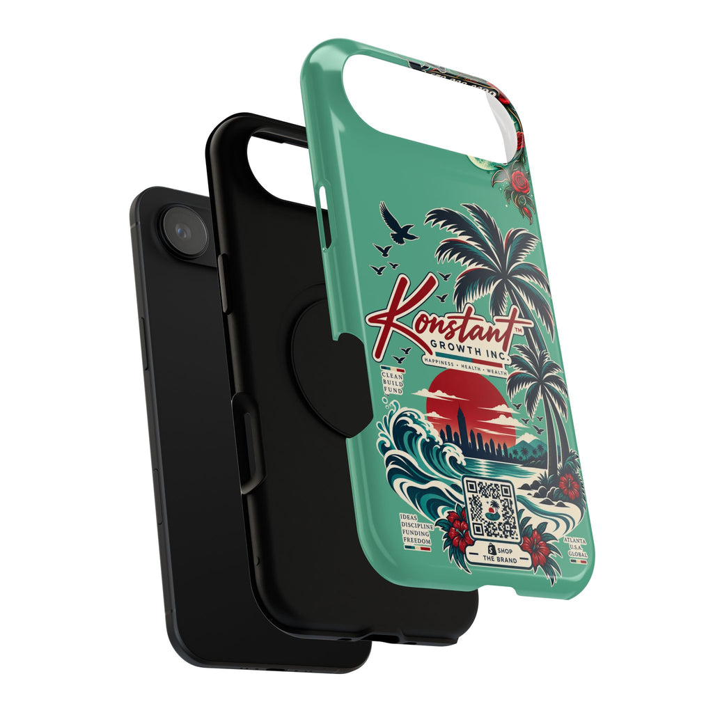 Tropical Palm Impact Phone Case — "Konstant Growth Inc." Retro Sunset Floral Design