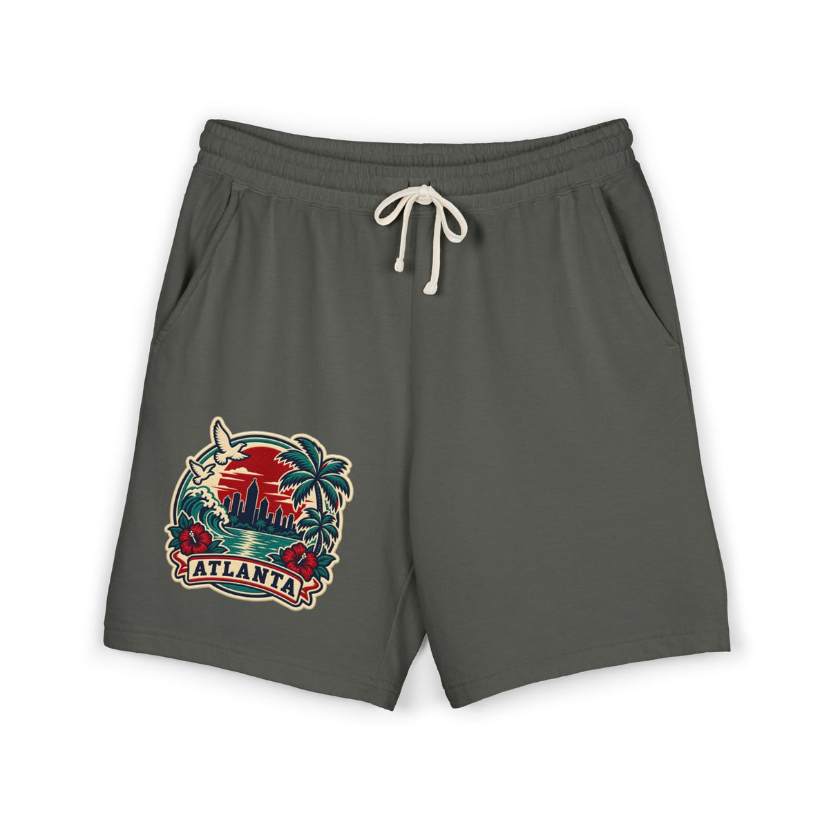 Atlanta Vintage Sunset Sweat Shorts — Garment-Dyed Fleece Printify