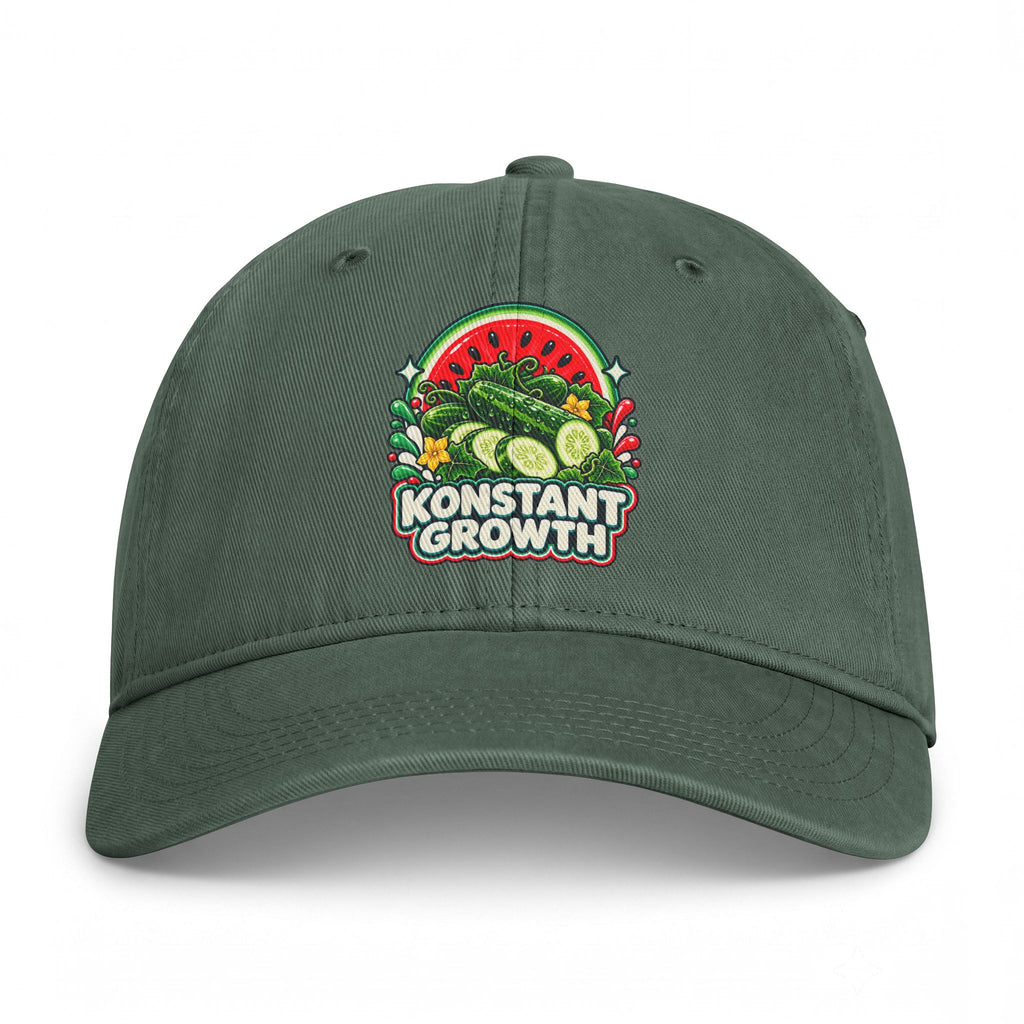 Embroidered 'Konstant Growth' Fruit Patch Cap — Washed Coastal Dad Hat Printify