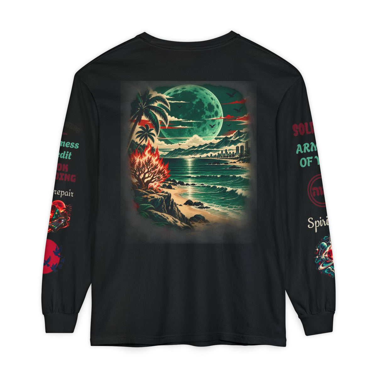 Konstant Growth Inc. Long Sleeve Tee — Tropical Moon Beach Graphic