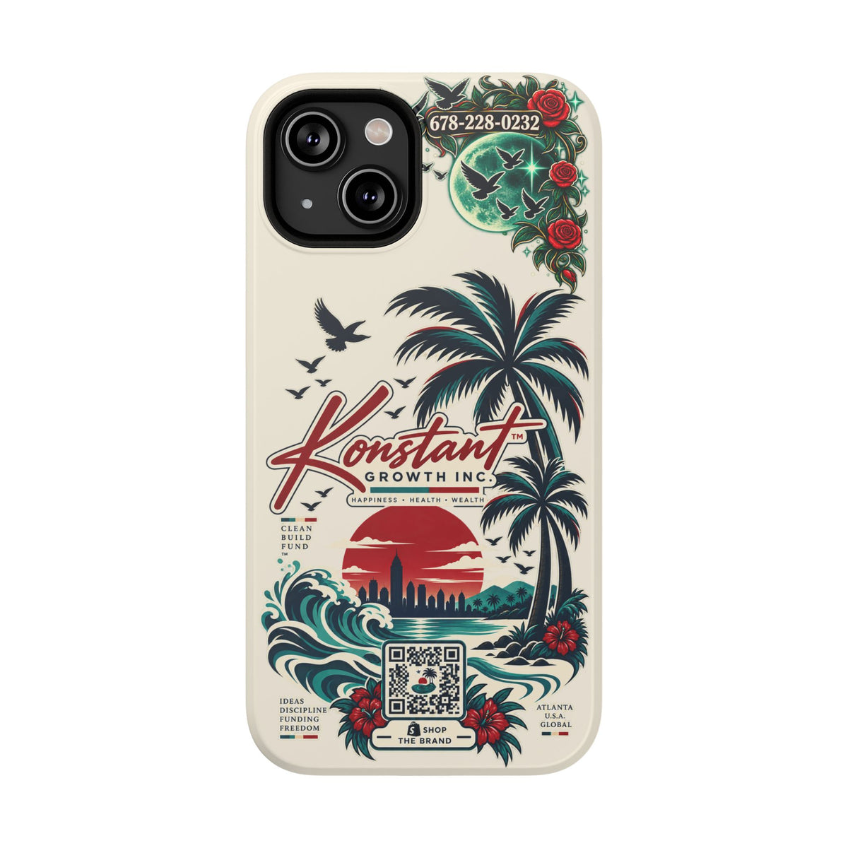 Tropical Palm Phone Case — "Konstant Growth Inc." Impact-Resistant Protective Case Printify
