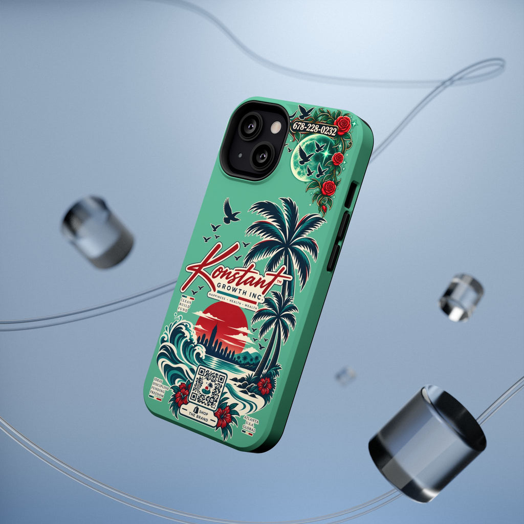 Tropical Palm Impact Phone Case — "Konstant Growth Inc." Retro Sunset Floral Design