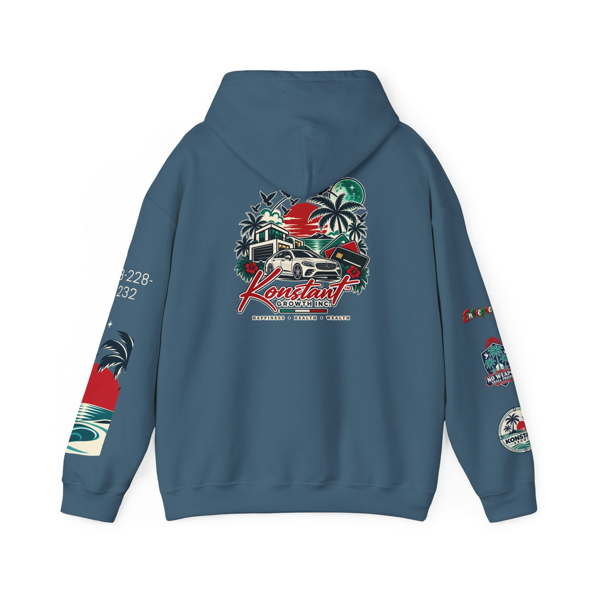 Blessed Hoodie | Surfer Palm Wave Graphic Hoodie, Tropical Beach Sweatshirt