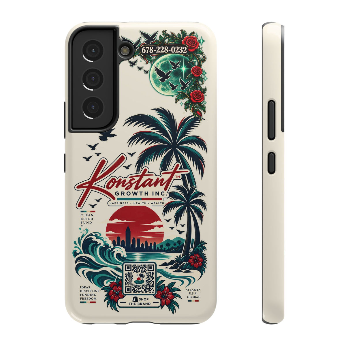 Tropical Palm Phone Case — "Konstant Growth Inc." Impact-Resistant Protective Case Printify