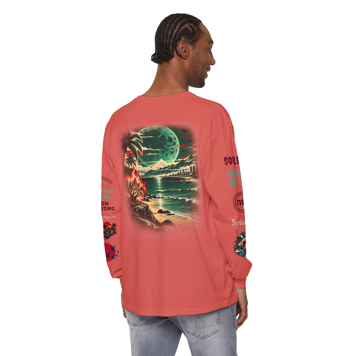 Konstant Growth Inc. Long Sleeve Tee — Tropical Moon Beach Graphic