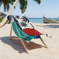 Tropical Sunset Beach Towel – Retro Palm Tree Ocean Design