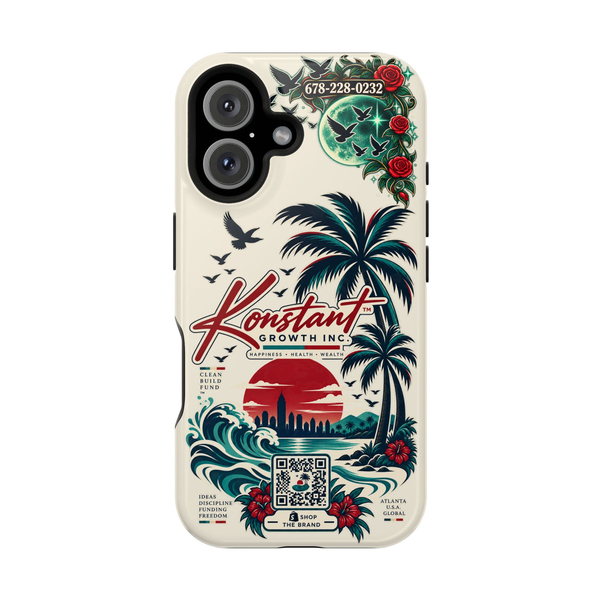 Tropical Palm Phone Case — "Konstant Growth Inc." Impact-Resistant Protective Case Printify