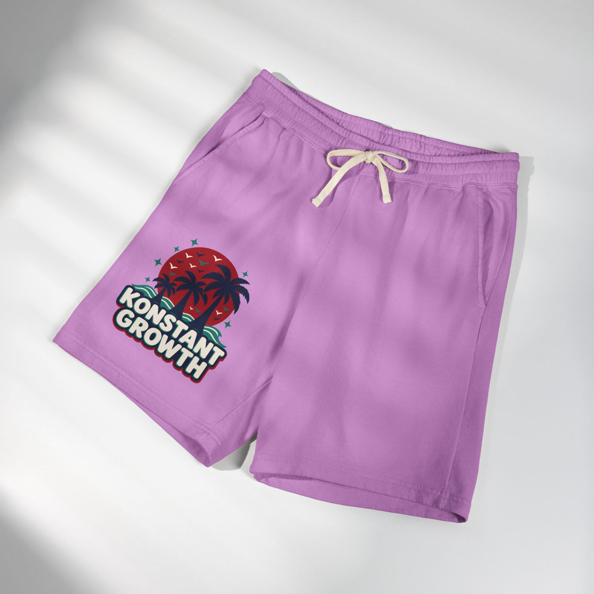 Konstant Growth Palm & Peacock Sweat Shorts — Garment-Dyed Lightweight Fleece