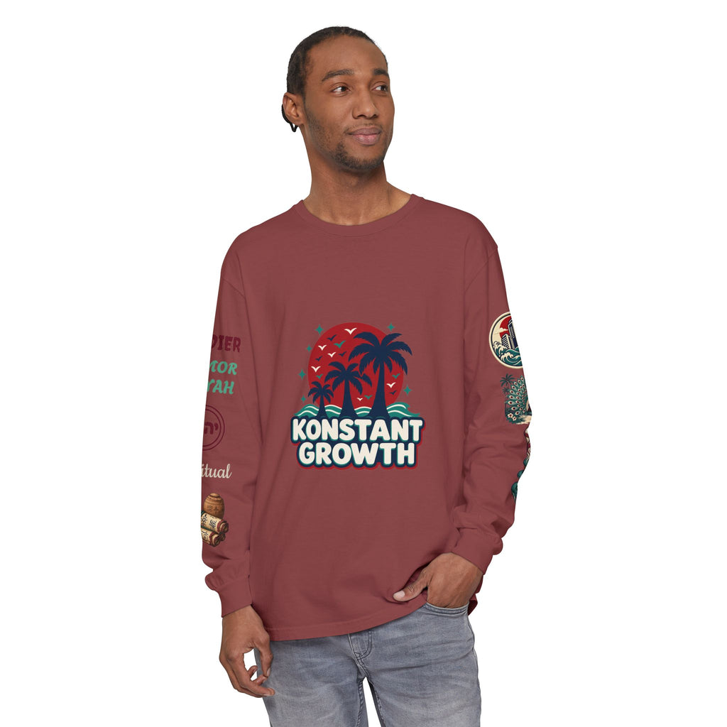 Long Sleeve Tee — "Konstant Growth" Spiritual Palm & Burning Bush Graphic