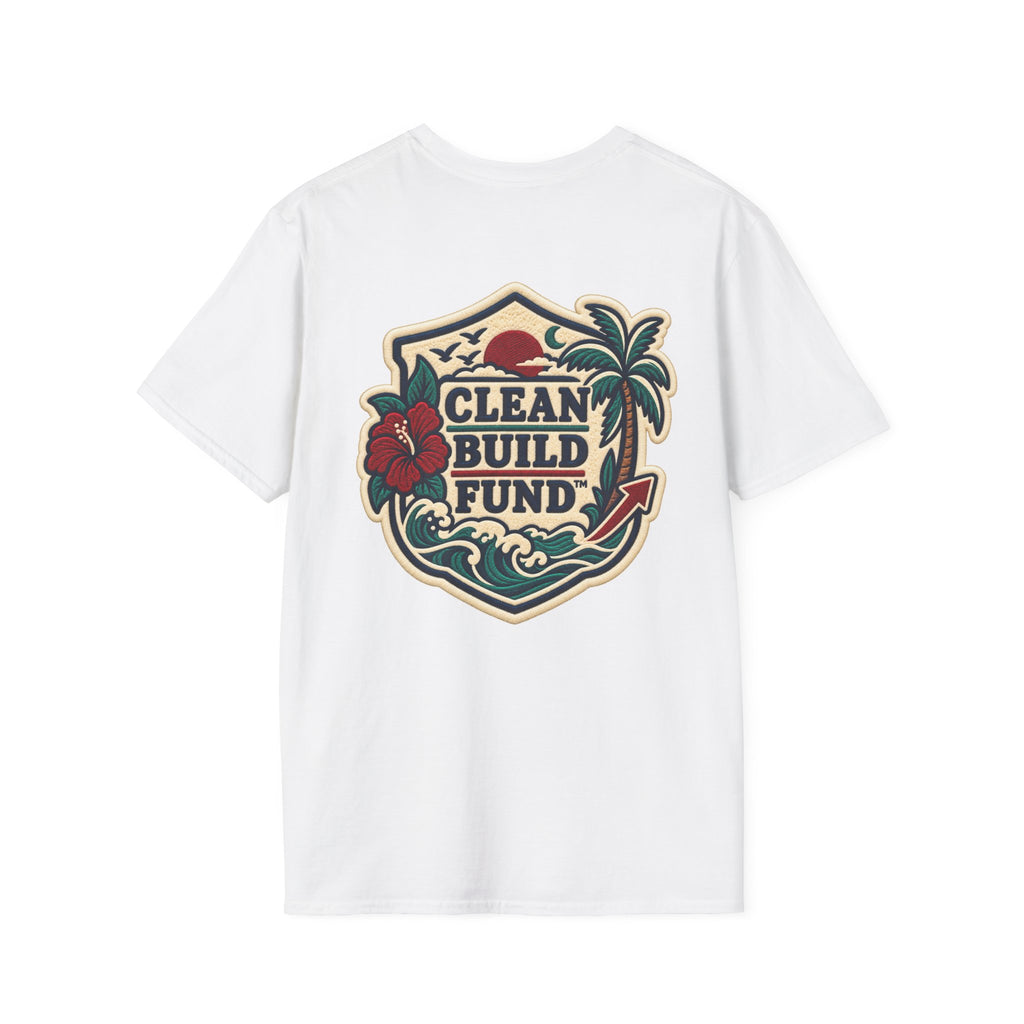 Funding Surf Crest T-Shirt — "Clean Build Fund" Retro Beach Graphic Tee