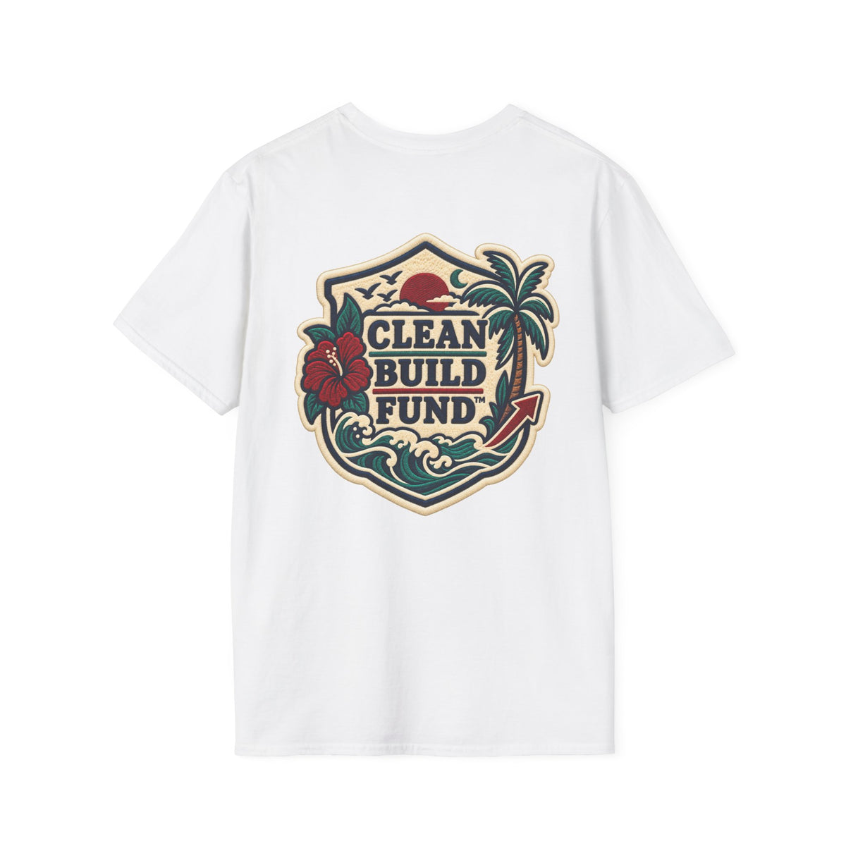 Funding Surf Crest T-Shirt — "Clean Build Fund" Retro Beach Graphic Tee