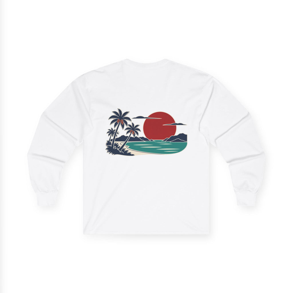 Konstant Growth Script Long Sleeve Tee | Retro Palm Sunset Beach Graphic