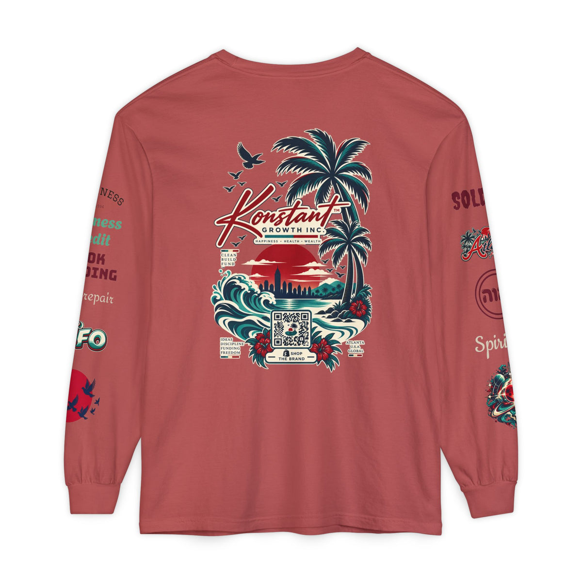 Konstant Growth Long Sleeve T-Shirt — Tropical Palm Surf Graphic Printify