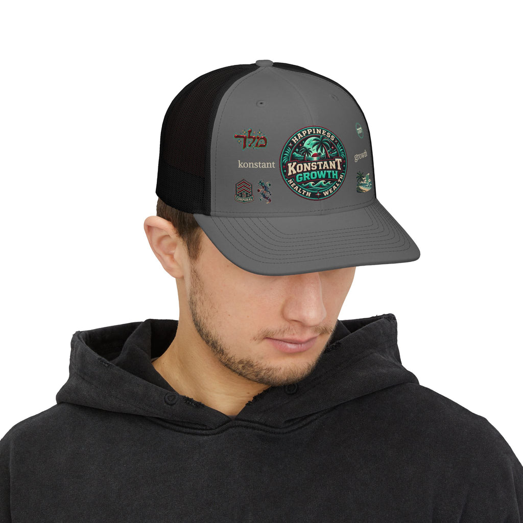 Konstant Growth Trucker Cap — Tropical Palm Patch Snapback