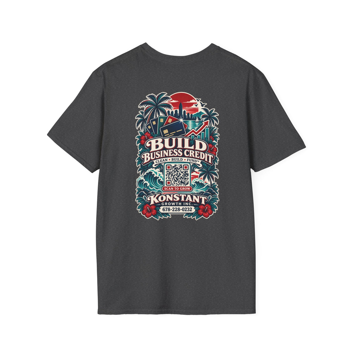 Konstant Growth T-Shirt — "Build Business Credit" Tropical Logo Tee