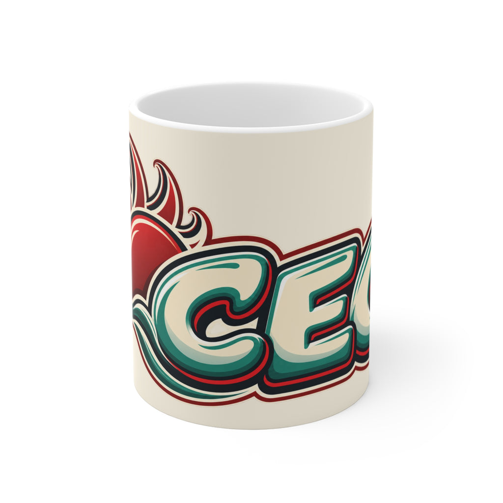 Retro Sunset Crest Mug — CEO Vintage Surf Wave Coffee Cup (11oz)
