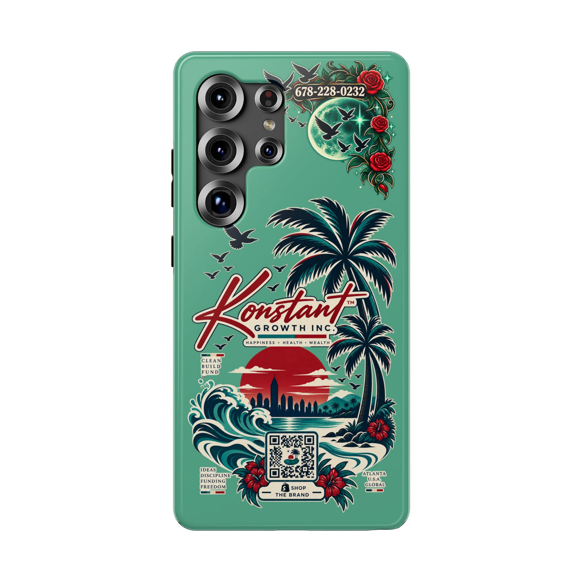 Tropical Palm Impact Phone Case — "Konstant Growth Inc." Retro Sunset Floral Design Printify