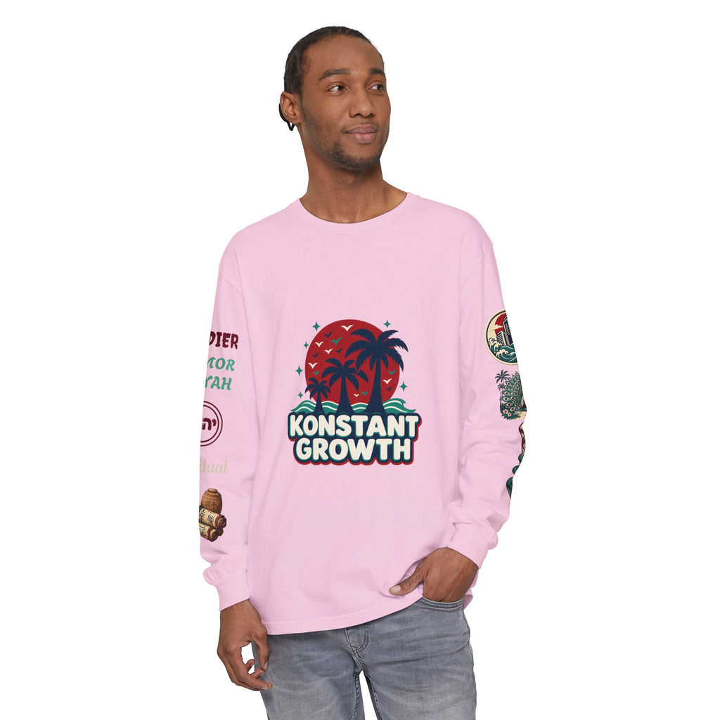 Long Sleeve Tee — "Konstant Growth" Spiritual Palm & Burning Bush Graphic