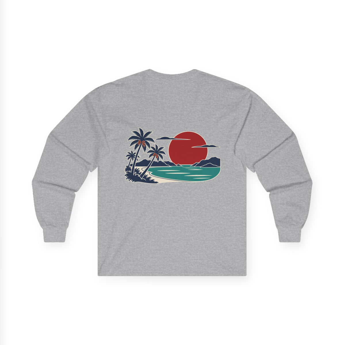 Konstant Growth Script Long Sleeve Tee | Retro Palm Sunset Beach Graphic