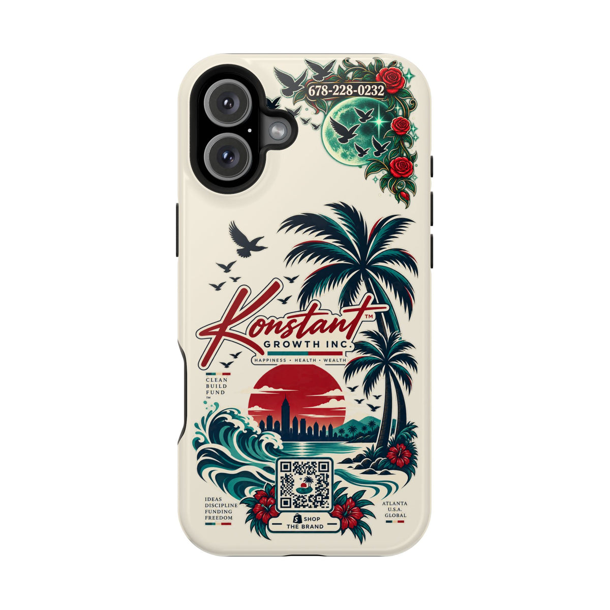 Tropical Palm Phone Case — "Konstant Growth Inc." Impact-Resistant Protective Case Printify