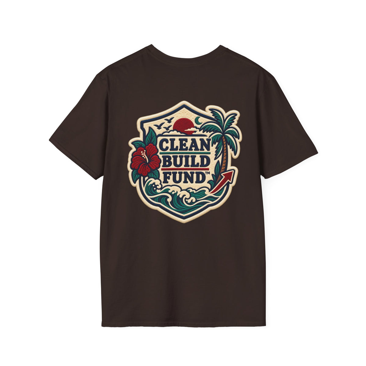 Funding Surf Crest T-Shirt — "Clean Build Fund" Retro Beach Graphic Tee