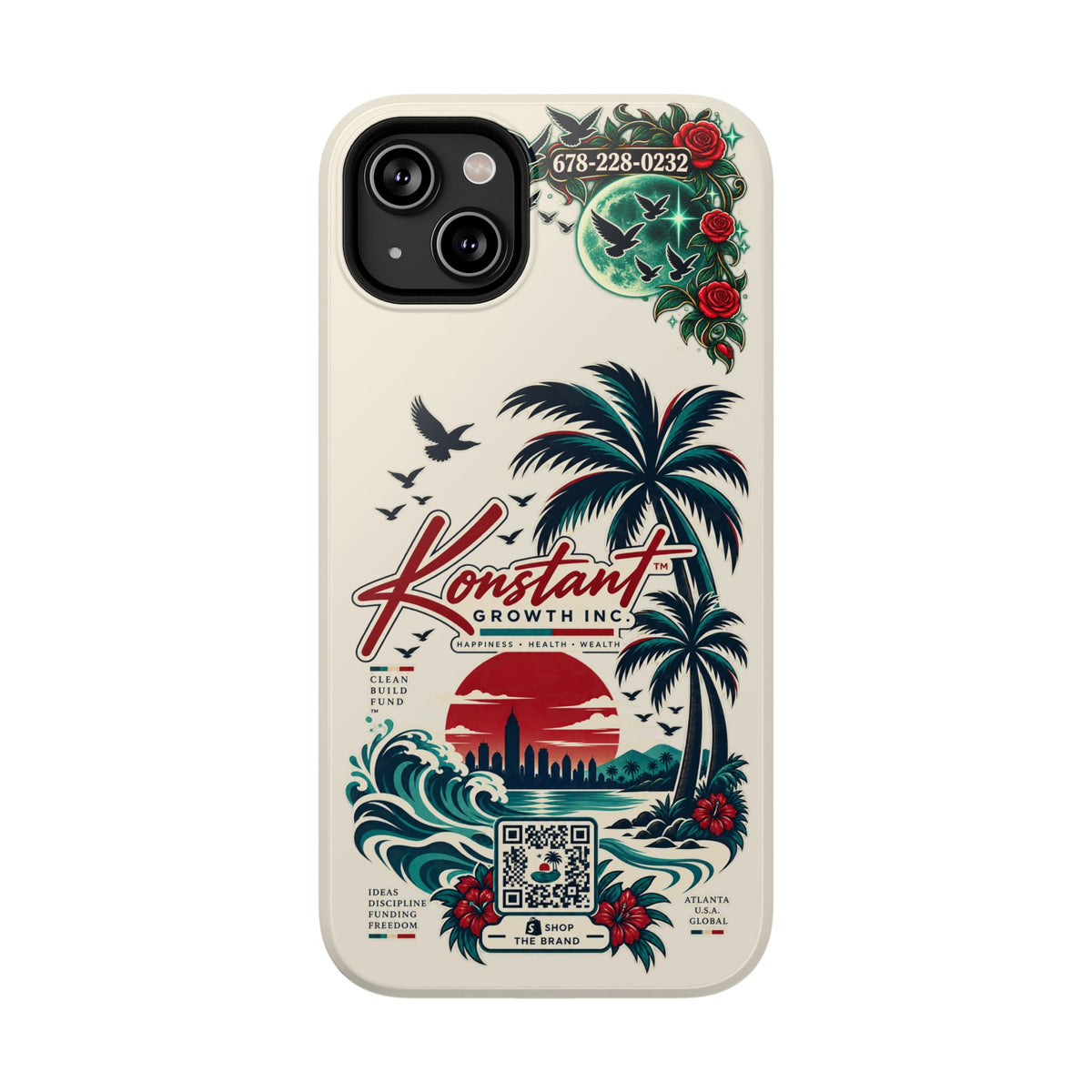 Tropical Palm Phone Case — "Konstant Growth Inc." Impact-Resistant Protective Case Printify