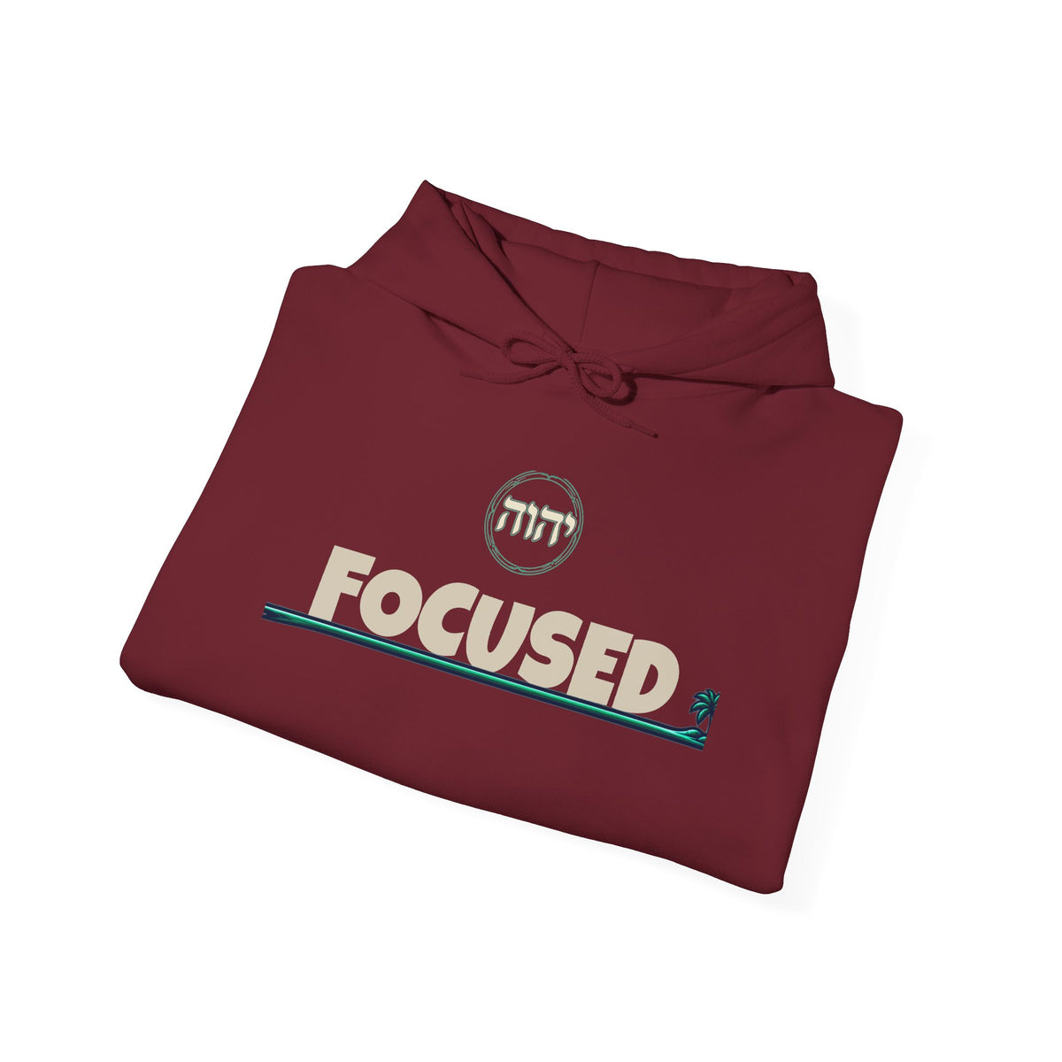 Focused Hoodie — Retro Sunset Palm Beach Graphic Hooded Sweatshirt