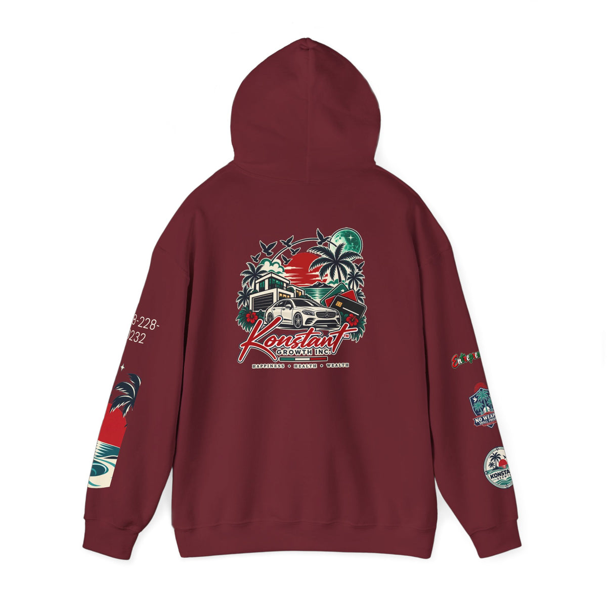 Blessed Hoodie | Surfer Palm Wave Graphic Hoodie, Tropical Beach Sweatshirt