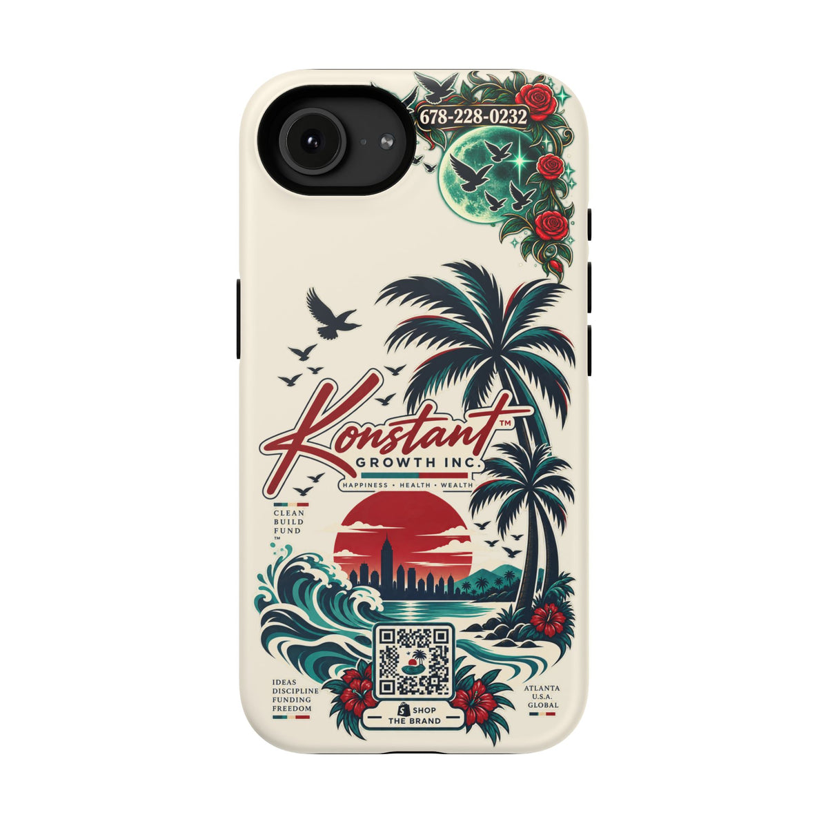 Tropical Palm Phone Case — "Konstant Growth Inc." Impact-Resistant Protective Case Printify